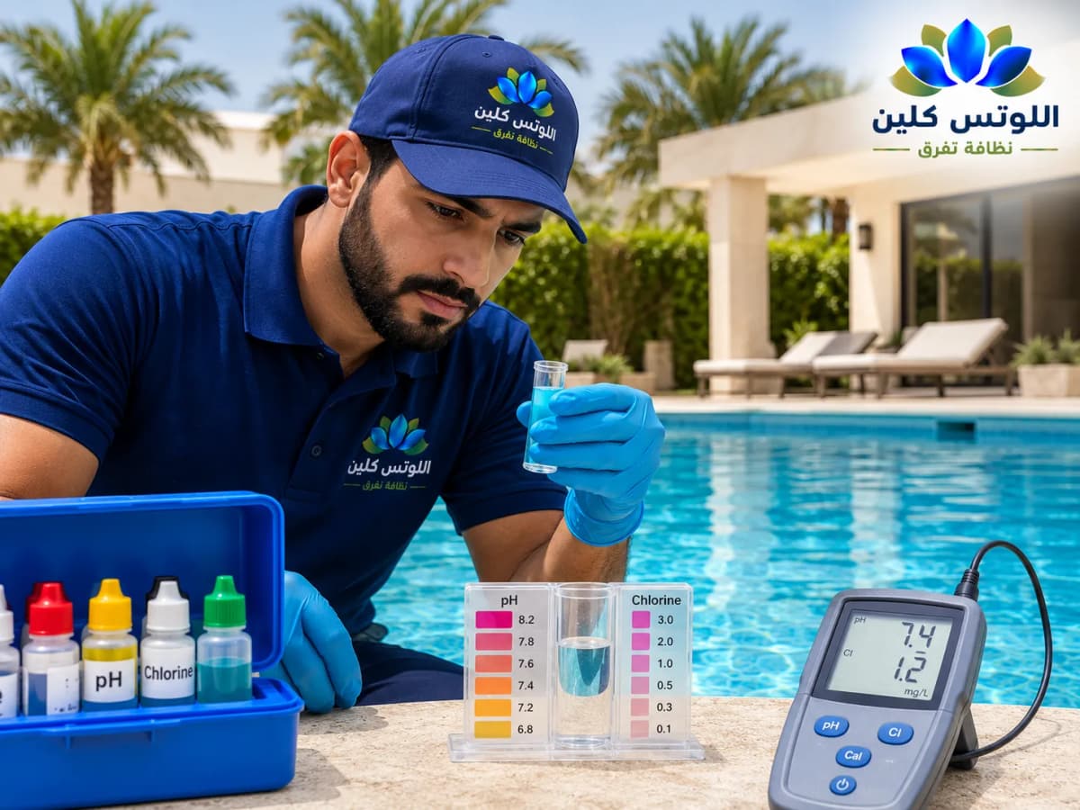 فحص واختبار كيمياء مياه المسبح والـ pH بجدة