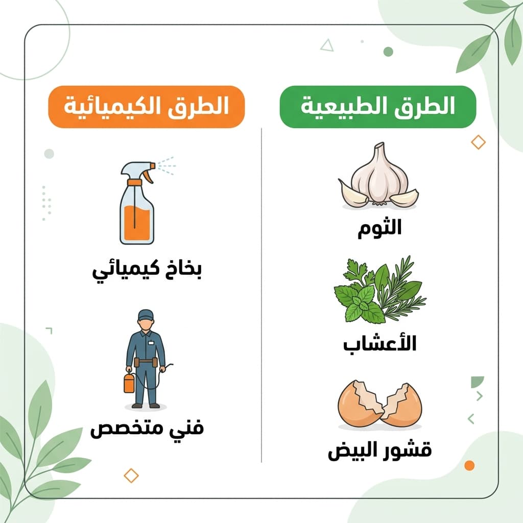 مقارنة طرق طرد الوزغ الطبيعية والكيميائية