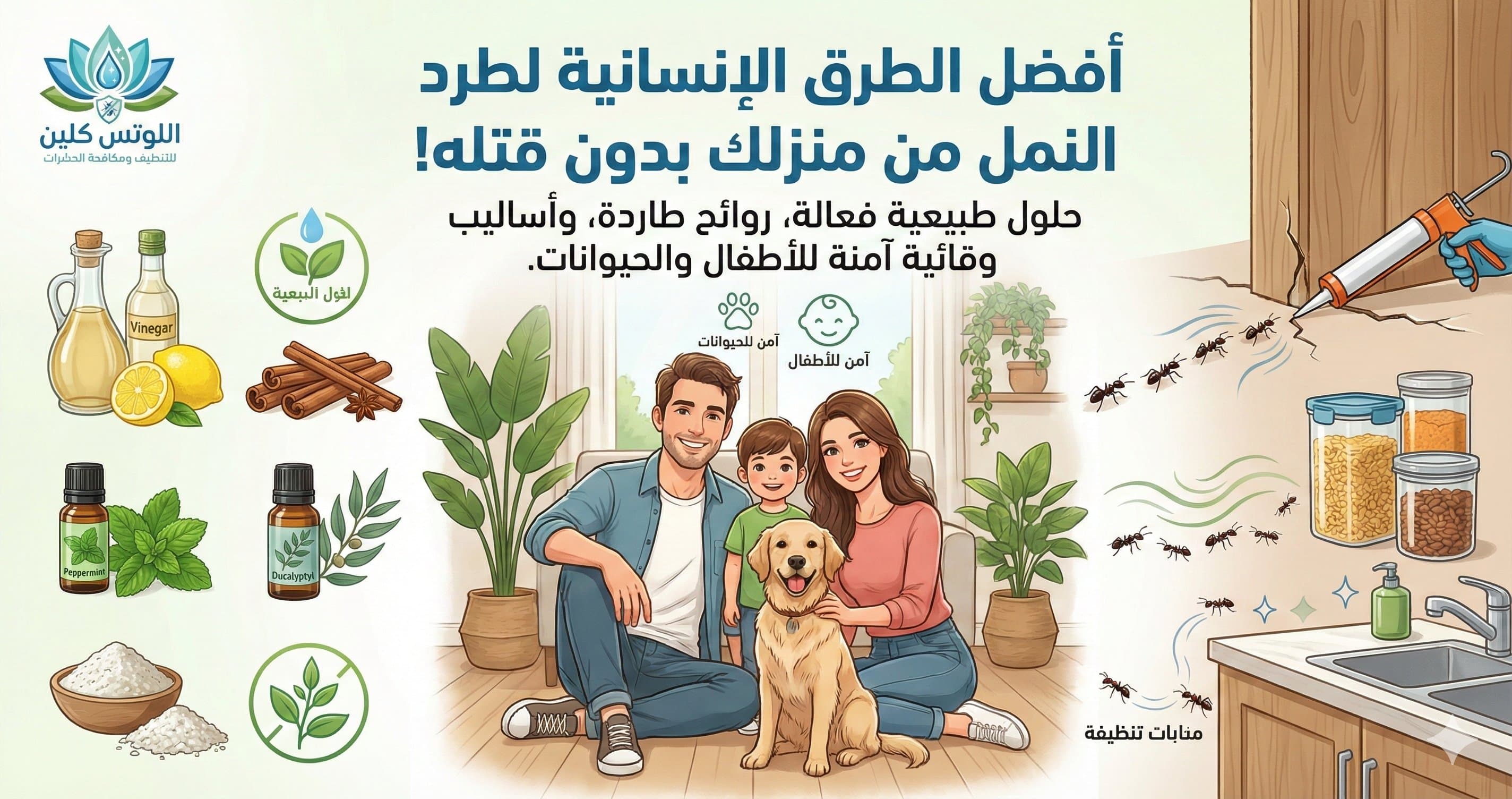 طرد النمل من المنزل بدون إيذاءه: 15 طريقة طبيعية وآمنة