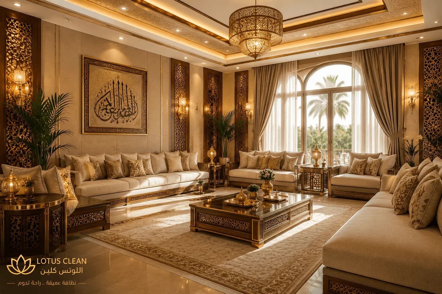 التنظيف بالبخار عامل من اللوتس كلين يقوم بالتنظيف بالبخار داخل مجلس فاخر